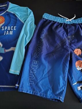 Space Jam Kids Blue Rash Guard & Swim Shorts Set - Tune Squad